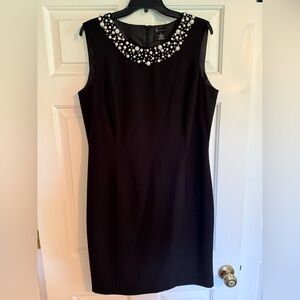 New Directions Black Embellished Mini Sheath Dress